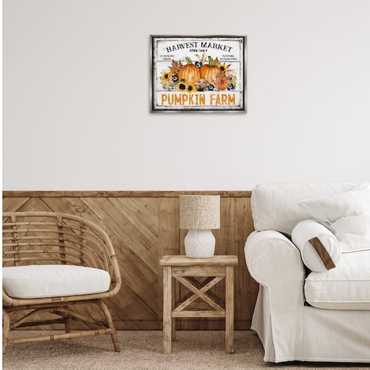 Stupell Industries Pumpkin Farm with Sunflowers Floater Framed Art